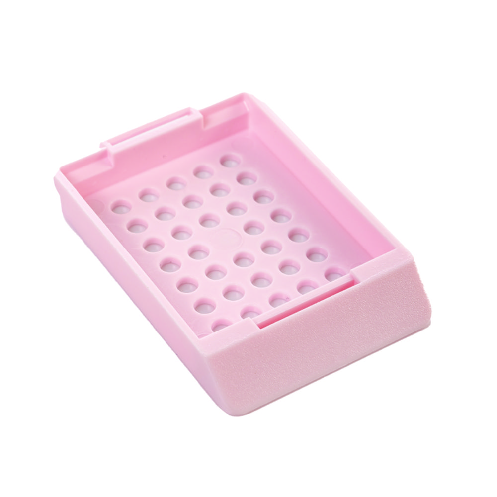 Einbettkassetten PrintMate, Porenstil rund, ohne Deckel | Material: Kunststoff, Farbe: pink, Abmessungen (BxTxH): 28,3 x 41 x 7 mm