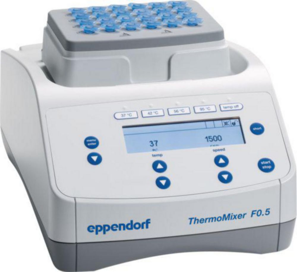 Eppendorf ThermoMixer™ F0.5/F1.5/F2.0/FP | Typ: ThermoMixer™ F0.5, Temperatur: RT+4 ... 100 °C, Genauigkeit Temperatur: ±0,5 °C