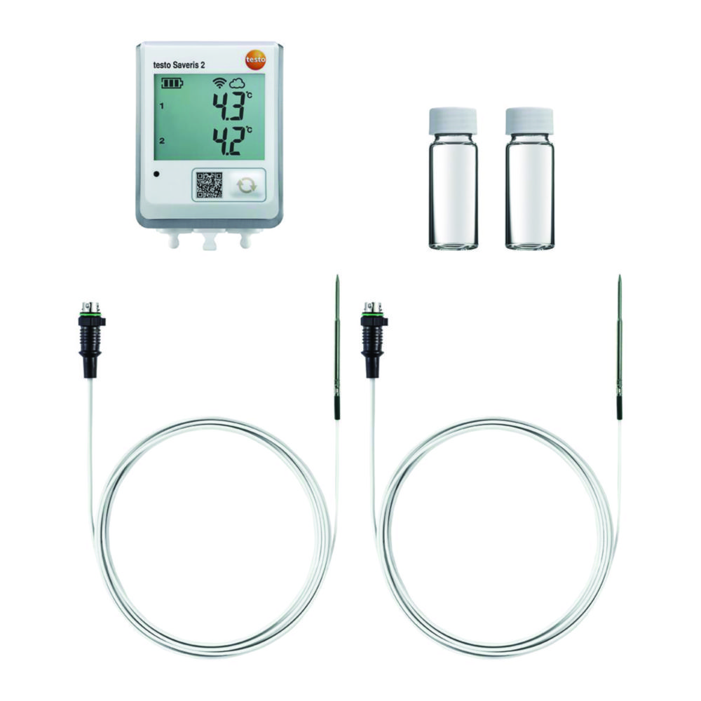 Funk-Temperaturlogger testo Saveris 2-T2 Set | Typ: testo Saveris 2-T2 Set, Messbereichanfang Temperatur °C: -50, Messbereichende Temperatur °C: 150