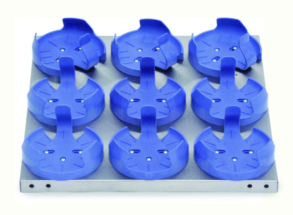 Spezialplattformen, Edelstahl 304 | Mit: 13 Klemmen für 500 ml Kolben, Breite mm: 460, Länge mm: 460