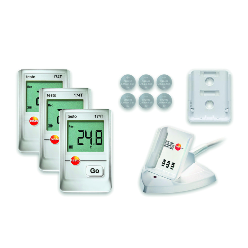 Mini-Datenlogger testo 174T | Typ: testo 174T Starterkit, Messbereichanfang Temperatur °C: -30, Messbereichende Temperatur °C: 70