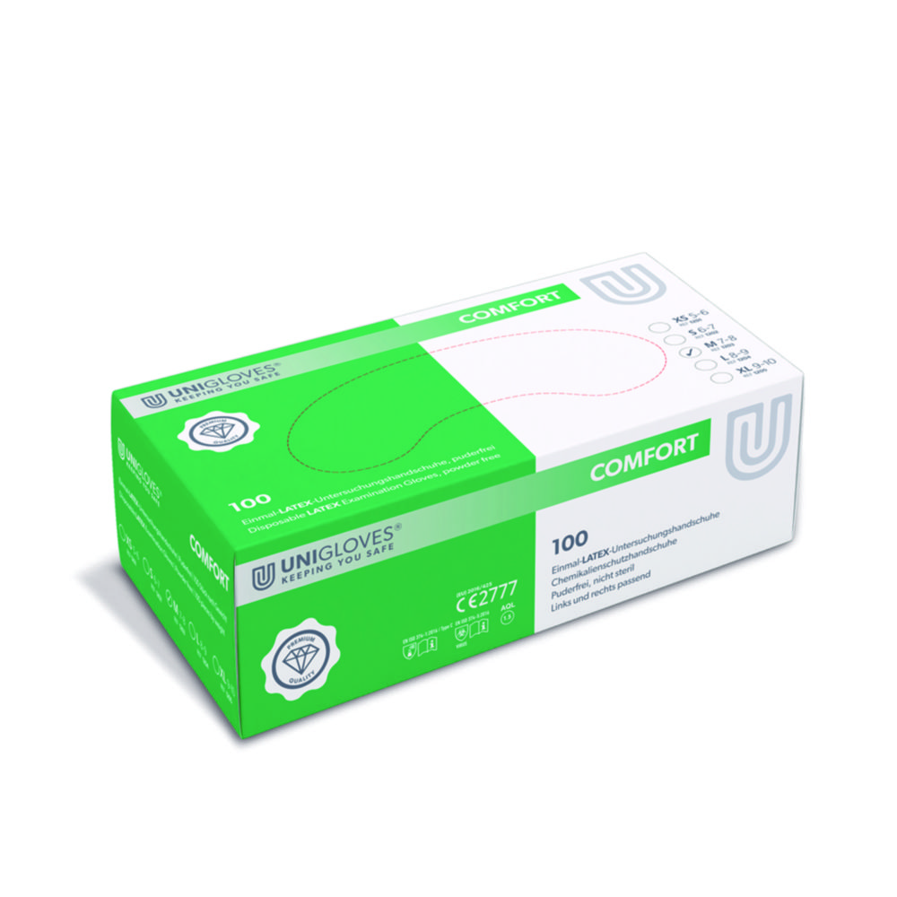 Einmalhandschuhe Comfort, Latex, puderfrei | Handschuhgröße: M, Länge: 240 mm