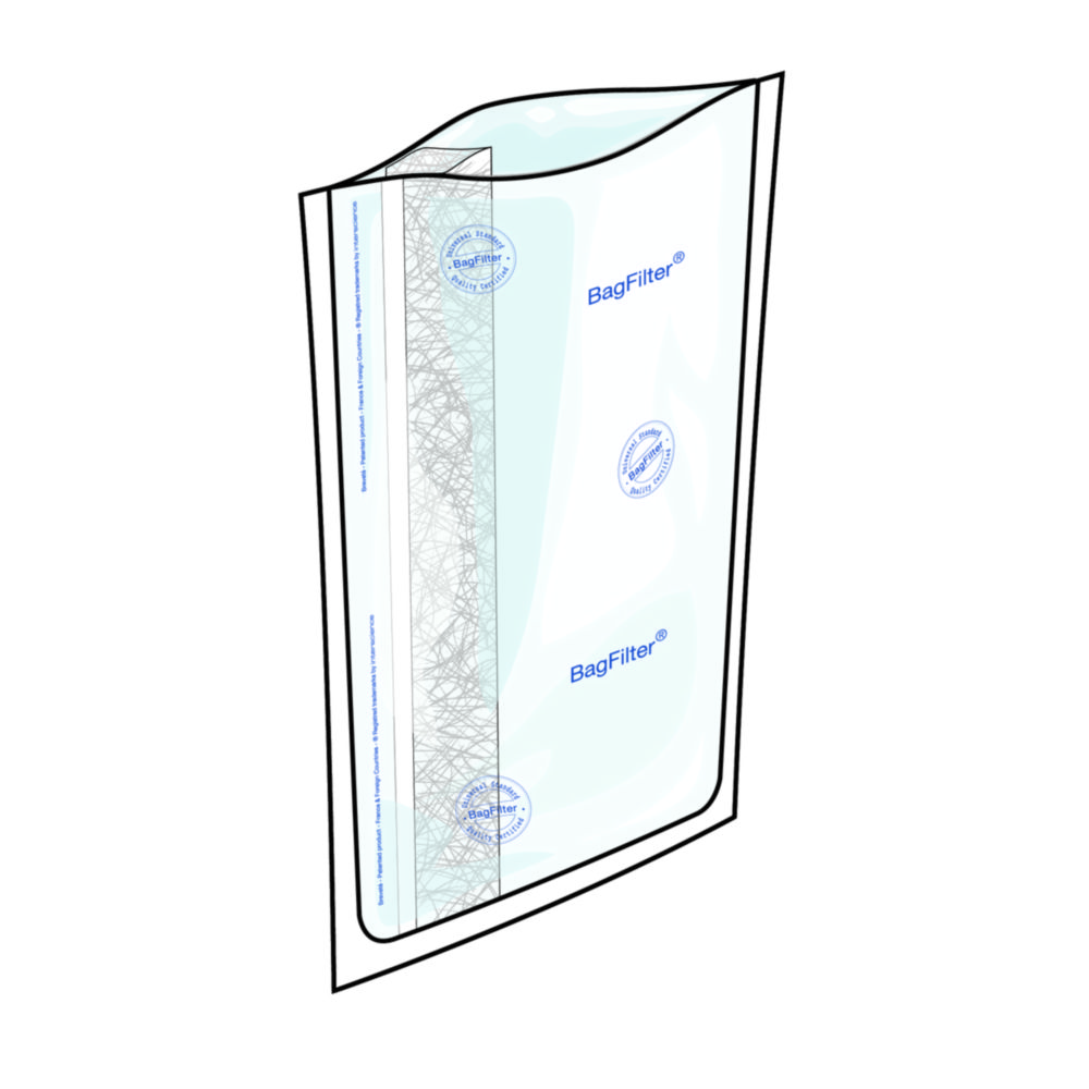 Homogenisatorbeutel mit Seitenfilter BagSystem® BagFilter® P | Typ: BagFilter® P 2000, Nennvolumen: 2000 ml, Abmessungen (BxH): 250 x 380 mm