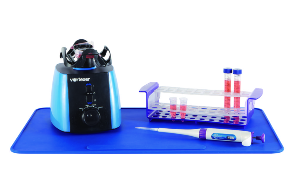 Laborunterlage, Silikon | Farbe: 1 Seite: blau, 2 Seite: weiß, Breite mm: 350, Tiefe mm: 600