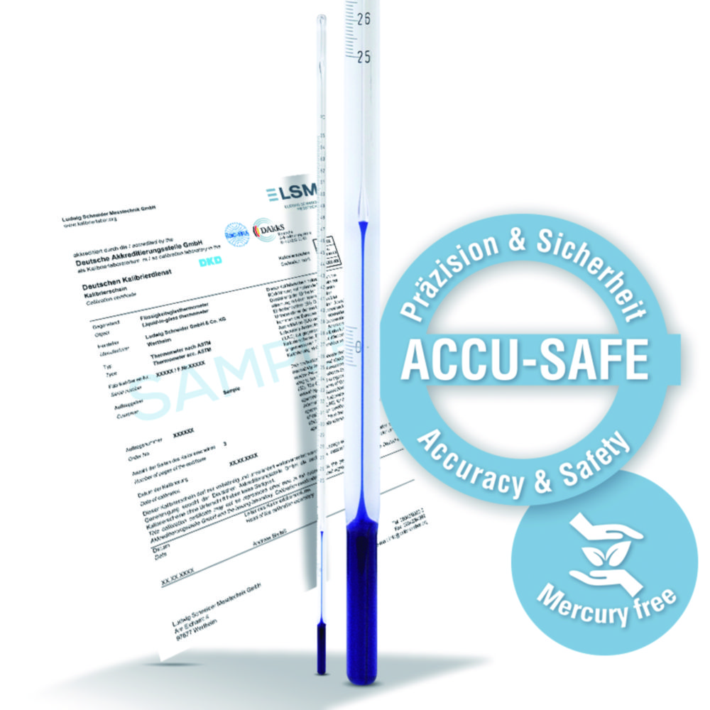 Präzisions-Thermometer ACCU-SAFE, ähnl. ASTM, kalibriert, Stabform