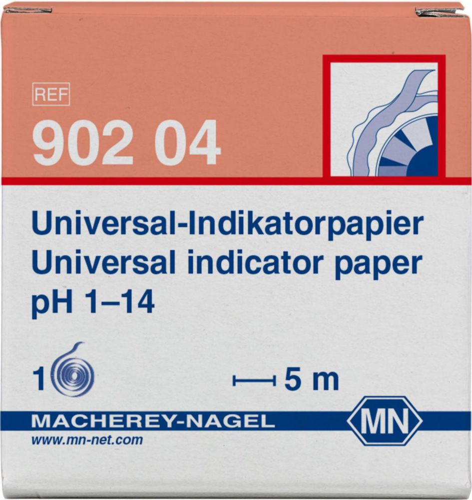 Indikatorpapiere, Universal | Bereich pH: 1 ... 14, Beschreibung: Dose mit 1 Rolle
