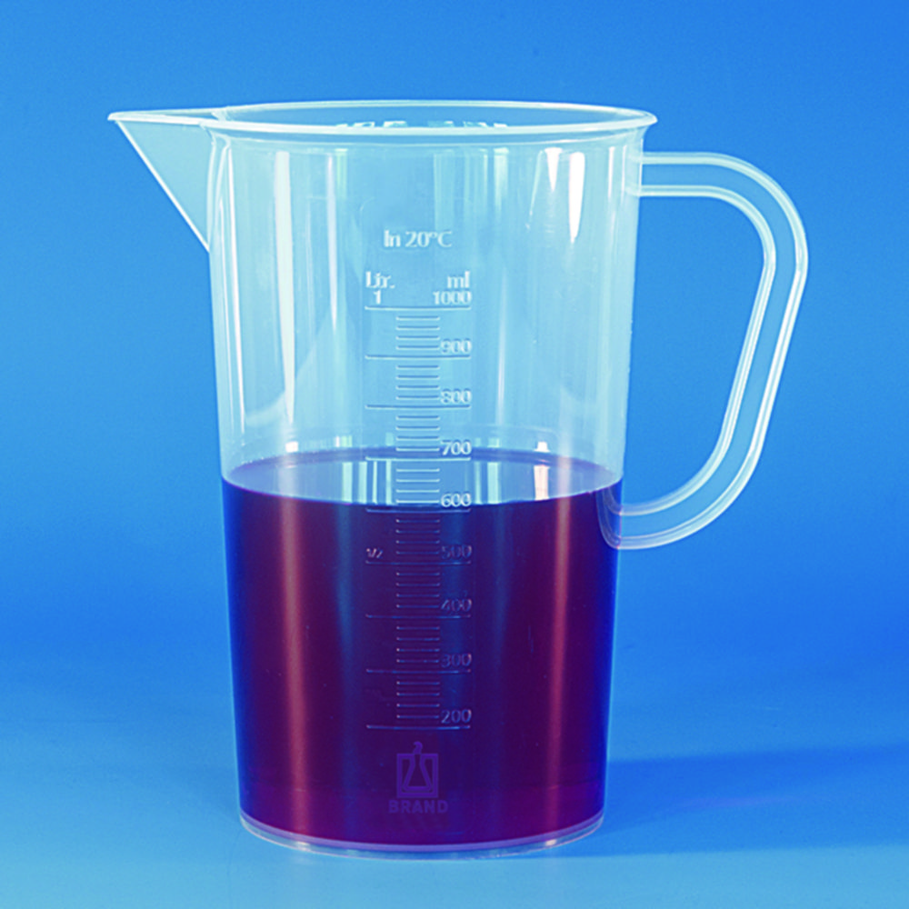 Messbecher mit Griff, PP, blaue oder erhabene Graduierung