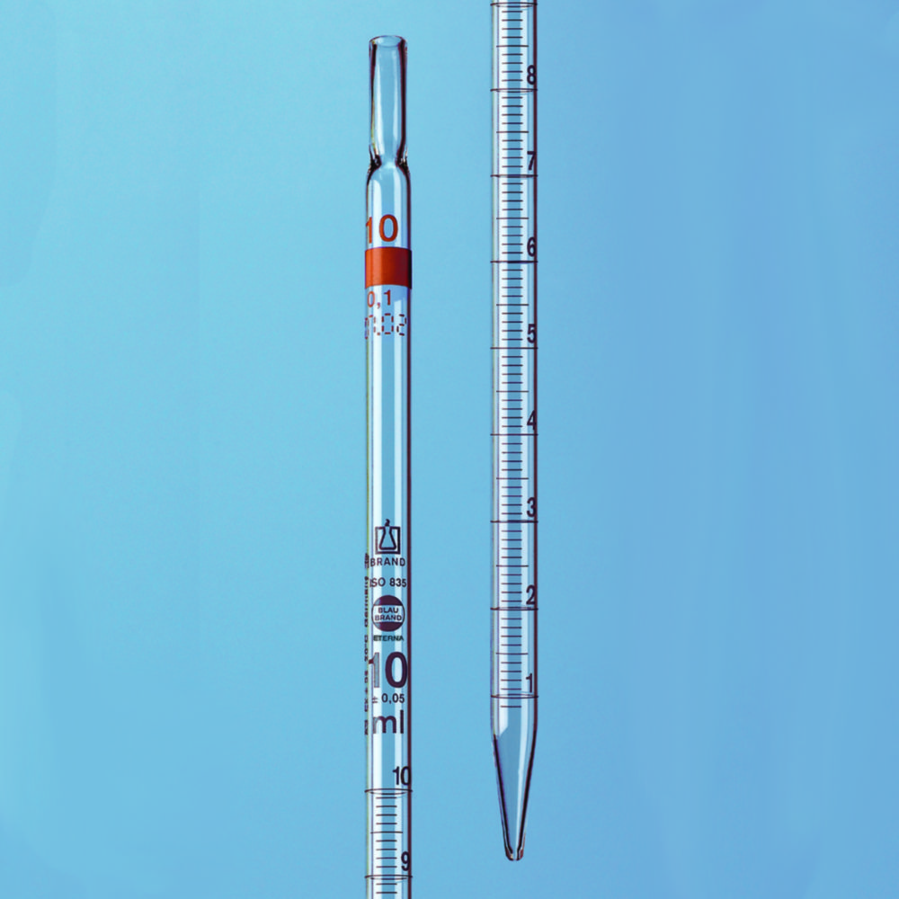 Messpipette mit völligem Ablauf,  AR-Glas®, Klasse B, braun graduiert, Typ 2