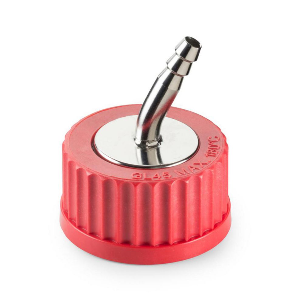 Anschluss System GL 45 roter PBT Schraubverschluss mit 1 Ports (Edelstahl)