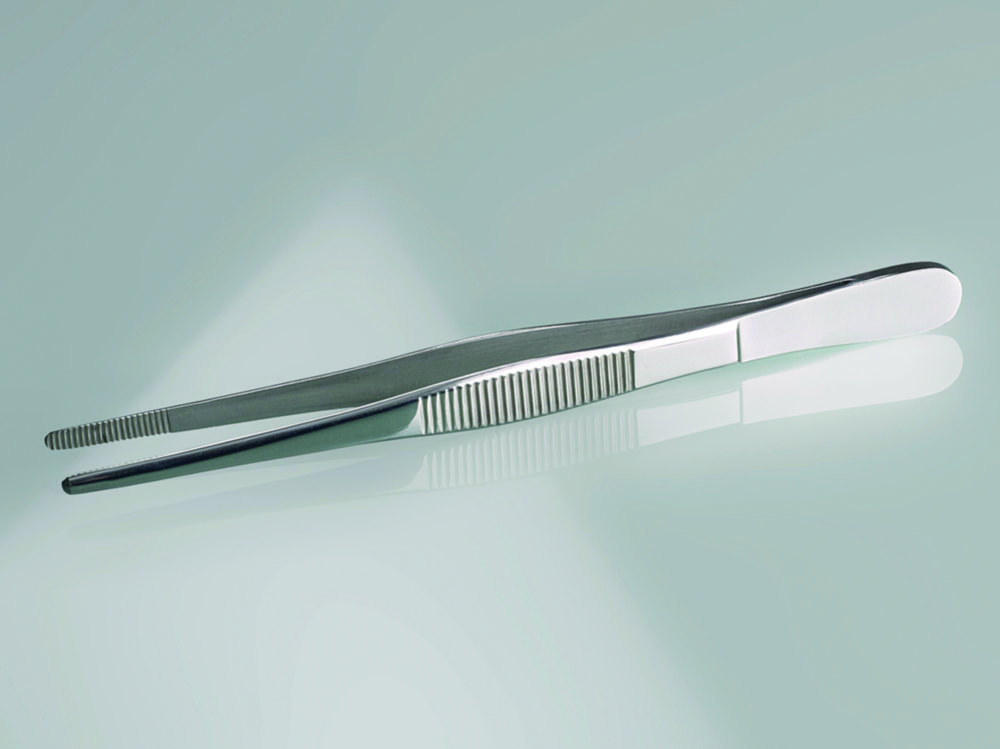 Pinzetten, Edelstahl V2A | Ausführung: gerade, Spitzenform (Scheren, Pinzetten): stumpf, Länge: 130 mm