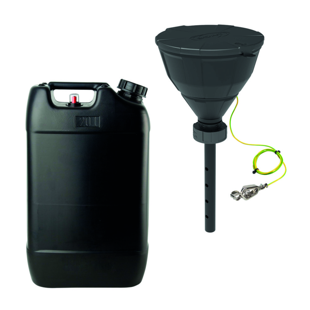 Entsorgungseinheit mit Sicherheitstrichter, V2.0, HDPE, elektrisch ableitfähig | Nennvolumen: 20 l
