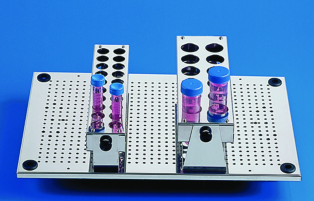 Einsatzgestell für Falcon-Tubes 15 ml für max. 20 Tubes, zum Aufschrauben auf Schüttleltablar 9.837 960