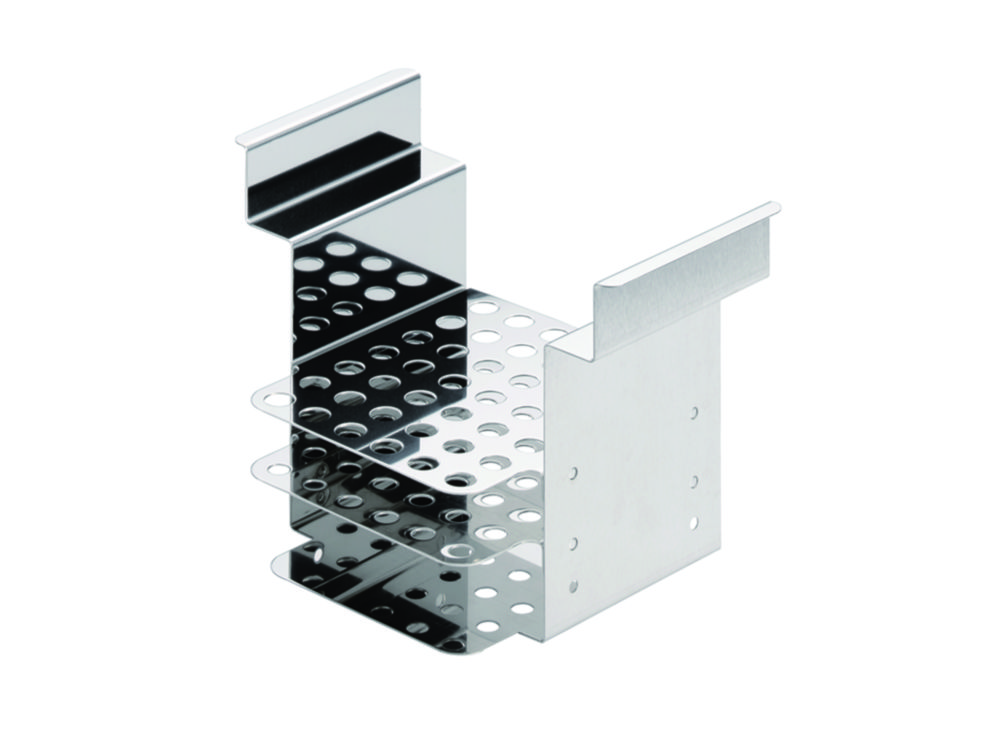 Testglaseinsätze für Wärme- und Kältethermostate MAGIO™ / DYNEO™ / CORIO™ | Beschreibung: Für 42 Reaktionsgläser (40 x Ø 10/11 mm), Material: Edelstahl, Temperatur max. °C: 150