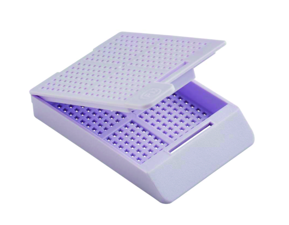 Einbettkassetten PrintMate, Porenstil eckig, mit losem Deckel