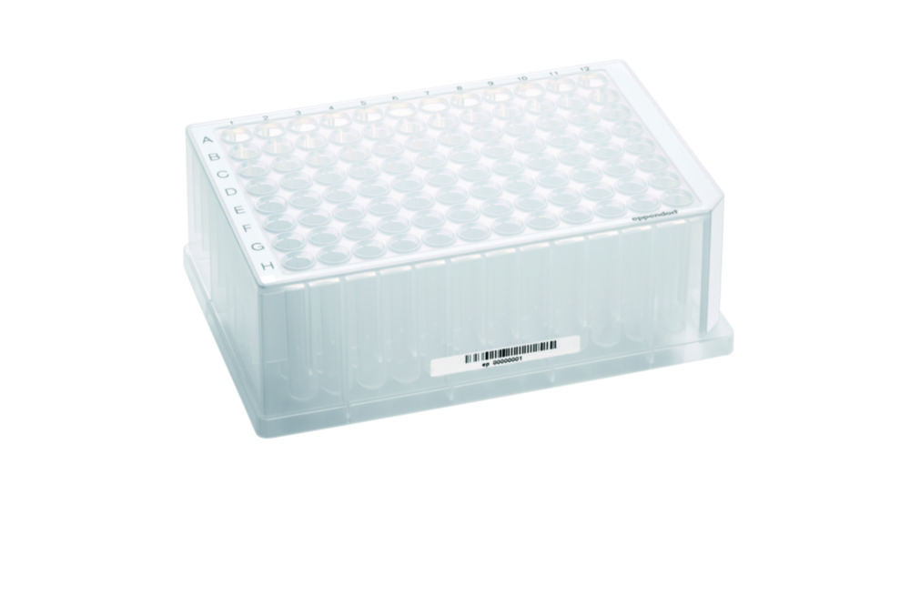 Deep-well-Platten, 96/384-well, PP, mit Barcode, PCR clean | Anzahl Wells: 96, Nennvolumen: 2000 µl