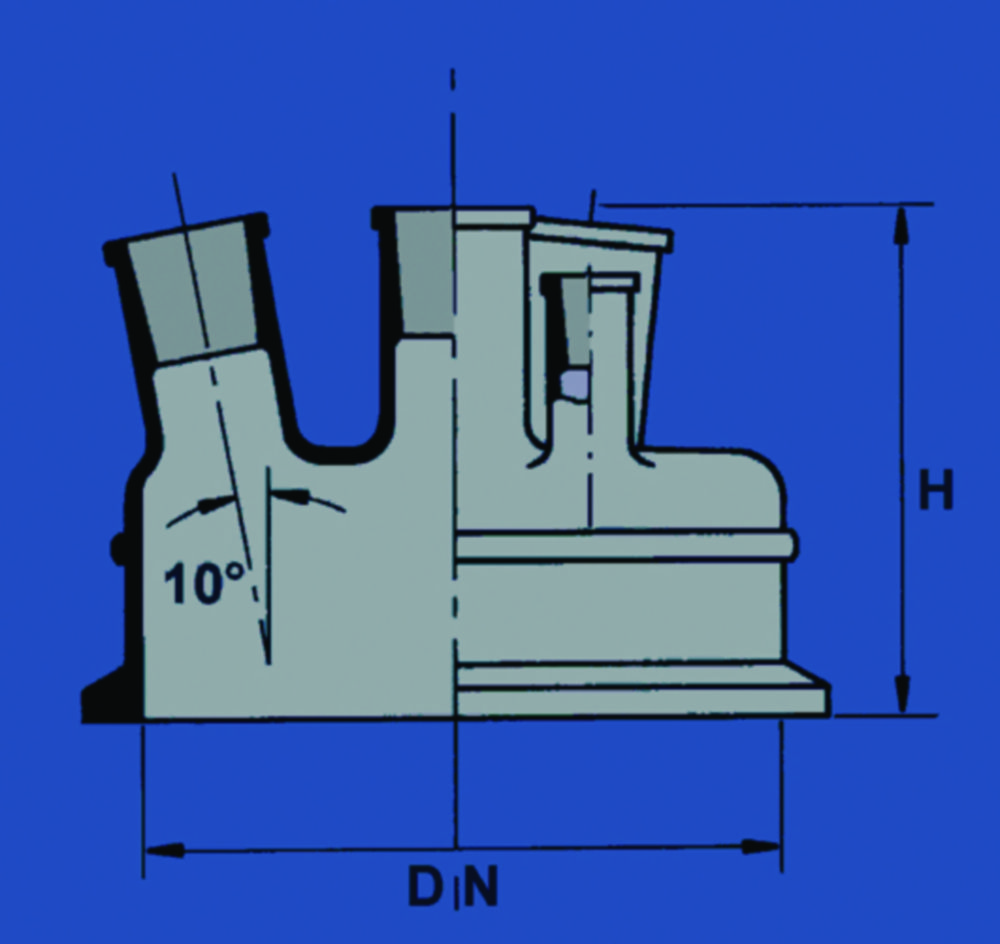 Planschliff-Deckel | Höhe mm: 125, DN Flansch mm: 100, Mittelhals NS: 29/32