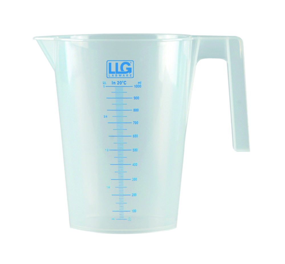 LLG-Messbecher mit Griff, PP | Nennvolumen: 1000 ml, Graduierung: 10 ml, Ø: 125 mm