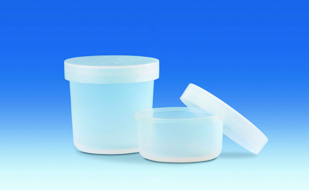 Abdampfschalen PFA, mit Schnappdeckel, PE