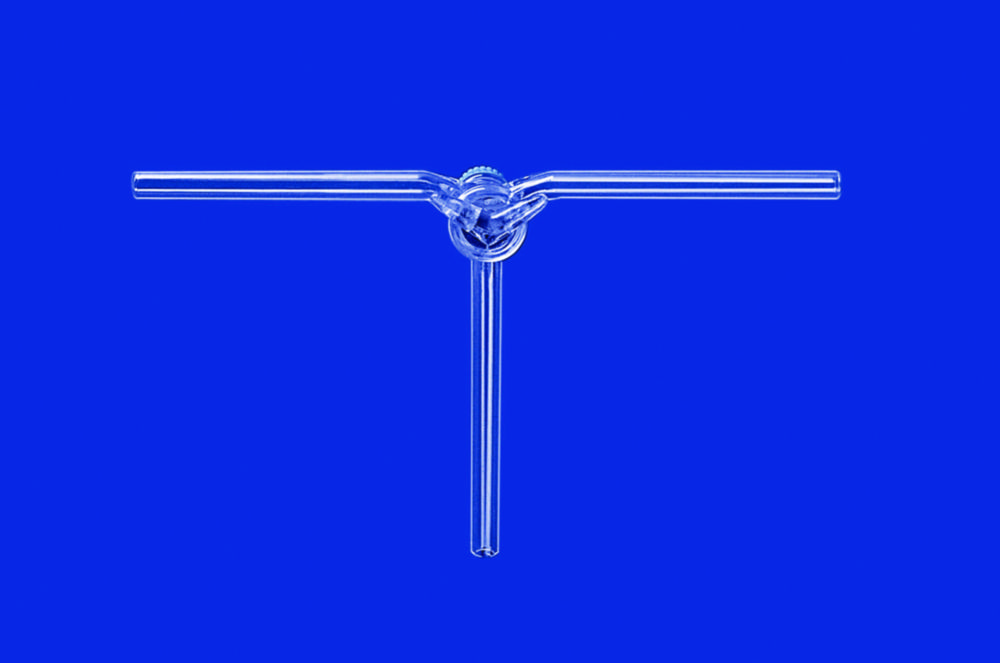Dreiweg-Kegelhähne nach Czako, Borosilikatglas 3.3 | Beschreibung: Glasküken, NS: 14,5, Bohrung mm: 2.5