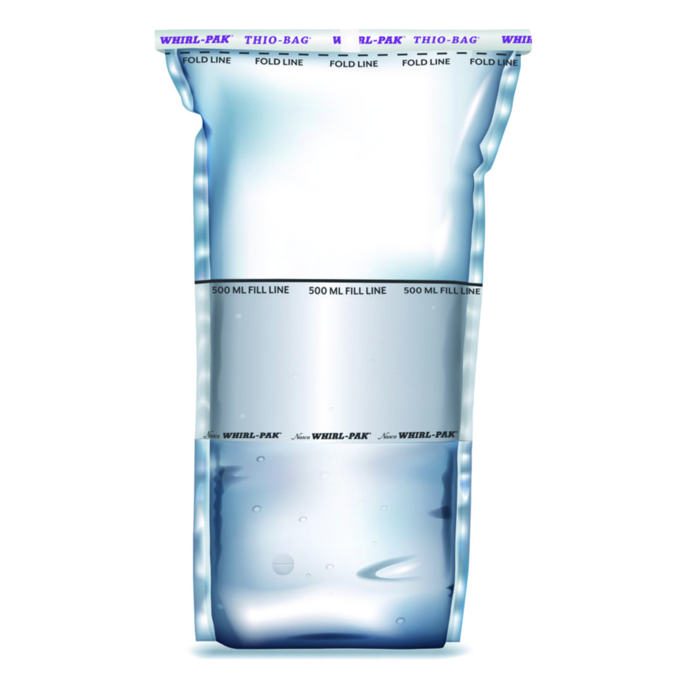 Probenbeutel Whirl-Pak® Stand-Up Thio-Bags®, steril, frei stehend | Nennvolumen: 500 ml, Abmessungen (BxH): 115 x 230 mm, Dicke: 0.102 mm